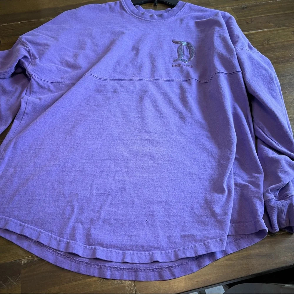 Disney Spirit Jersey Purple Glitter Disneyland Resort S Flawed Oversized - Picture 3 of 13